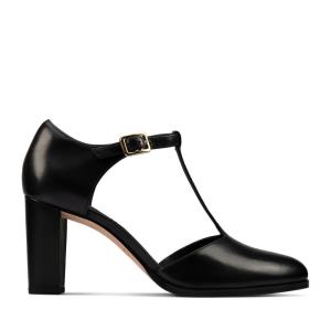 Black Clarks Kaylin 85 T Bar Women's Heels Shoes | CLK962SXU